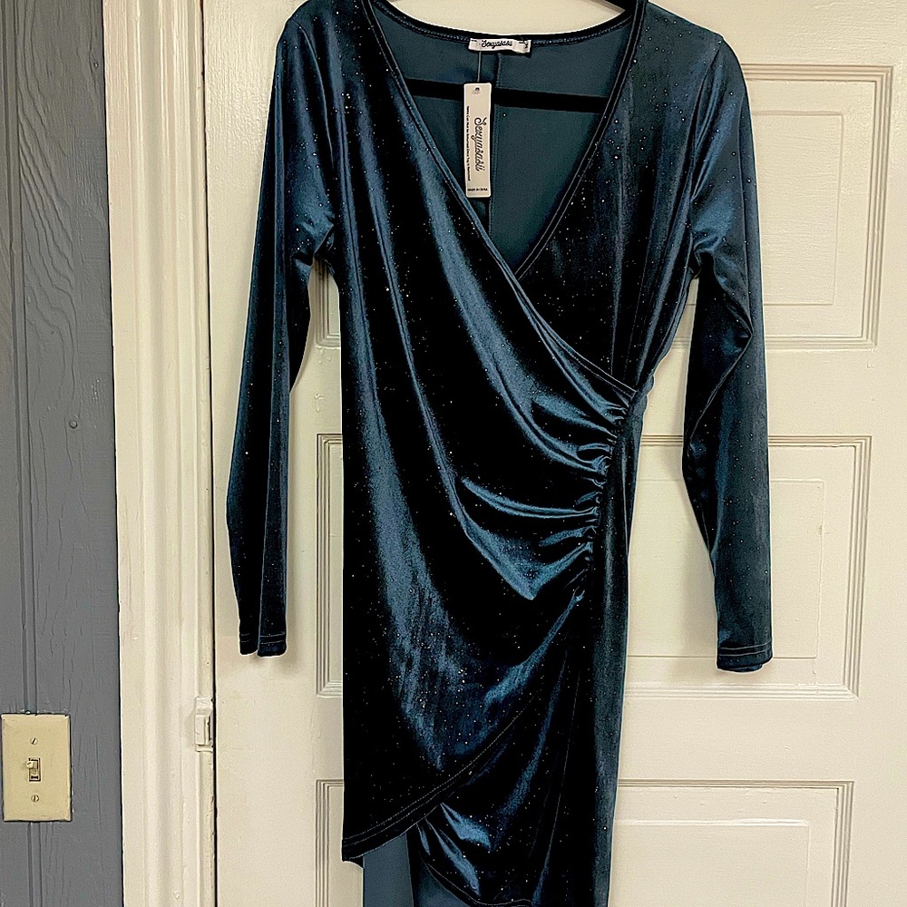Cute sparkling blue dress soft material NWT